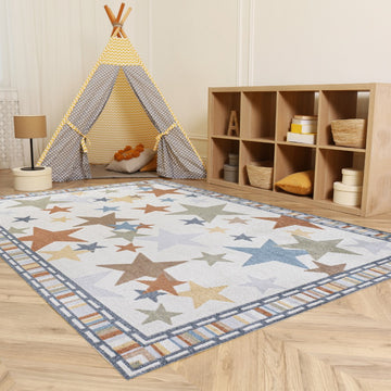 Star Gazer Geometric Machine-washable Area Rug